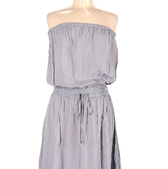 Anthro Elan Strapless Maxi Dress Size M Gray Elastic Waist Lightweight Flowy - Picture 4 of 6